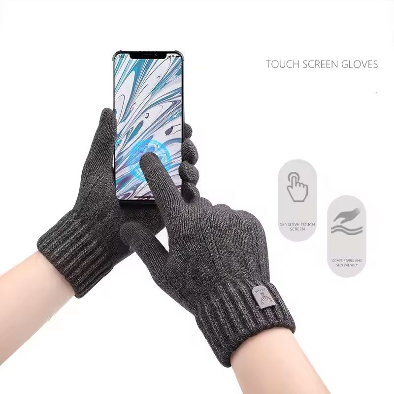 Mens Winter Touchscreen Knit Gloves With Fleece Lining 3