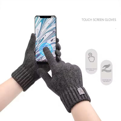 Mens Winter Touchscreen Knit Gloves With Fleece Lining 3