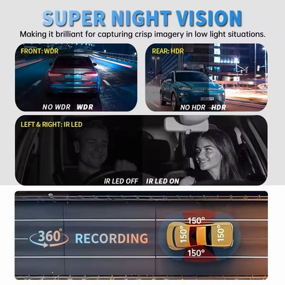 4K 4Channel 360 Degree Dash Cam With GPS Night Vision And WiFi 4