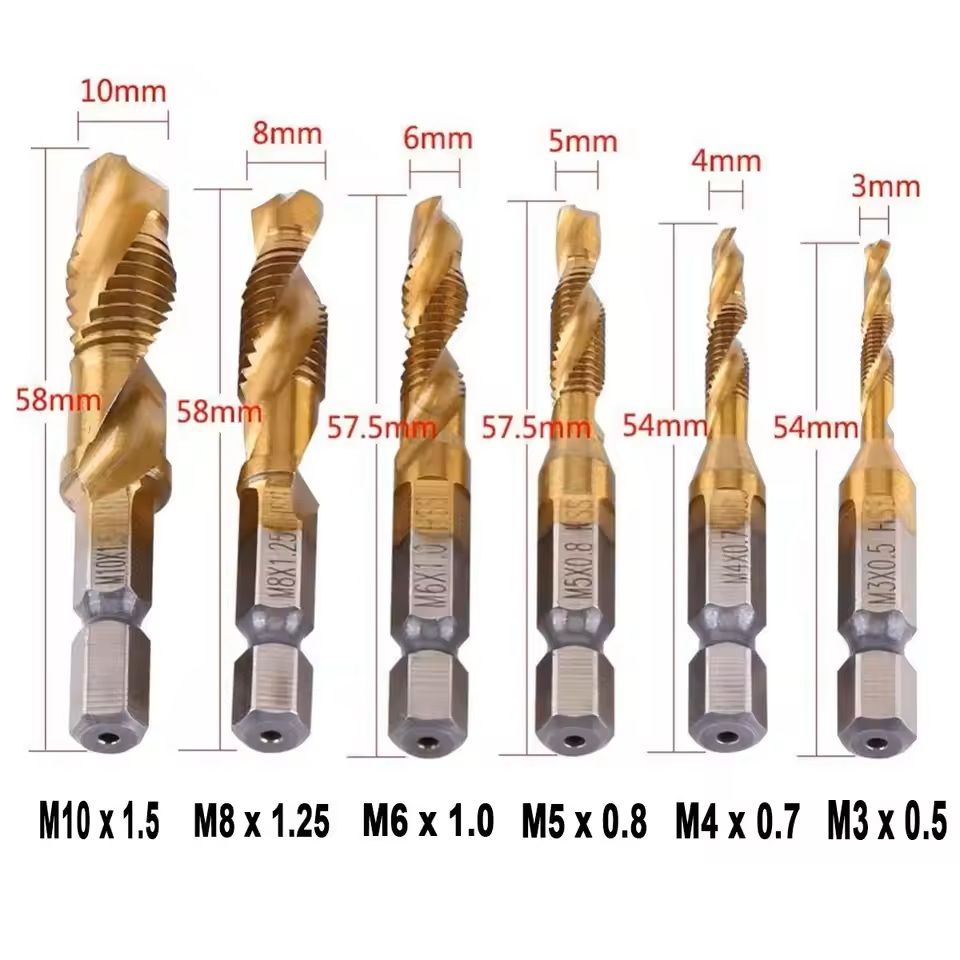 Titanium Plated Metric Tap Drill Bits with Hex Shank