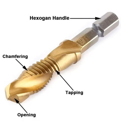 Titanium Plated Metric Tap Drill Bits With Hex Shank 3
