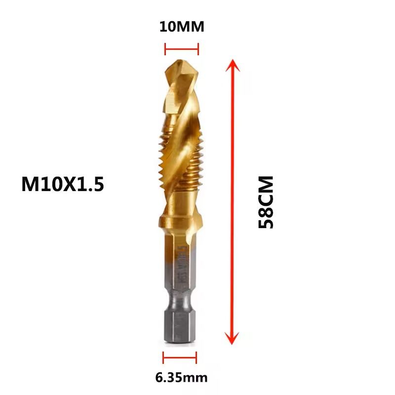 Titanium Plated Metric Tap Drill Bits With Hex Shank 5
