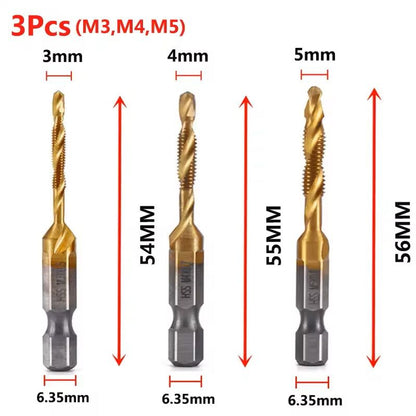 Titanium Plated Metric Tap Drill Bits With Hex Shank 18