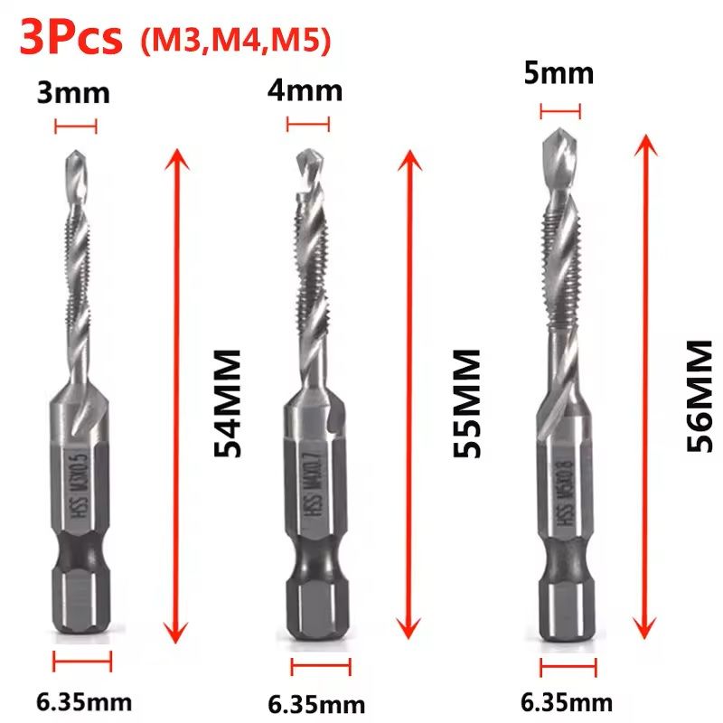 Titanium Plated Metric Tap Drill Bits With Hex Shank 22
