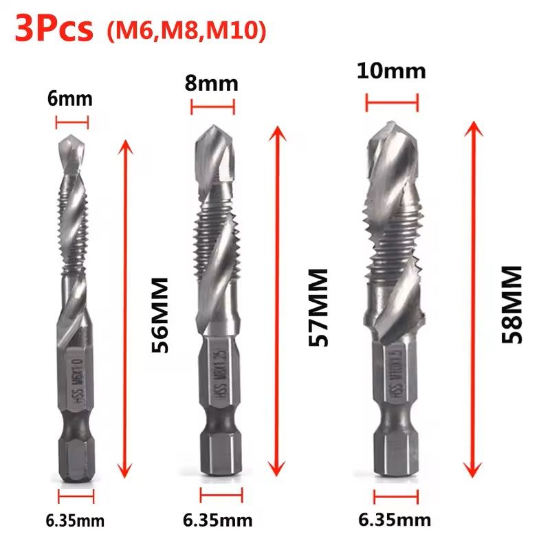 Titanium Plated Metric Tap Drill Bits With Hex Shank 23