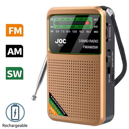 3Band Rechargeable Pocket Radio With AM FM SW And Earphone Support 1