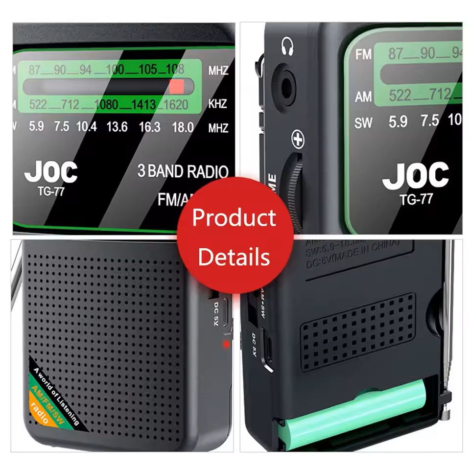 3Band Rechargeable Pocket Radio With AM FM SW And Earphone Support 4
