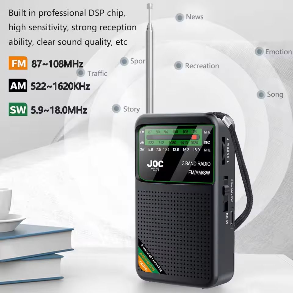 3Band Rechargeable Pocket Radio With AM FM SW And Earphone Support 5