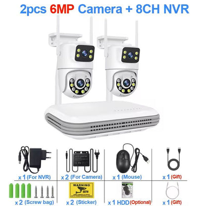 Wireless CCTV Security Camera System with Dual Lens Cameras and 8CH NVR