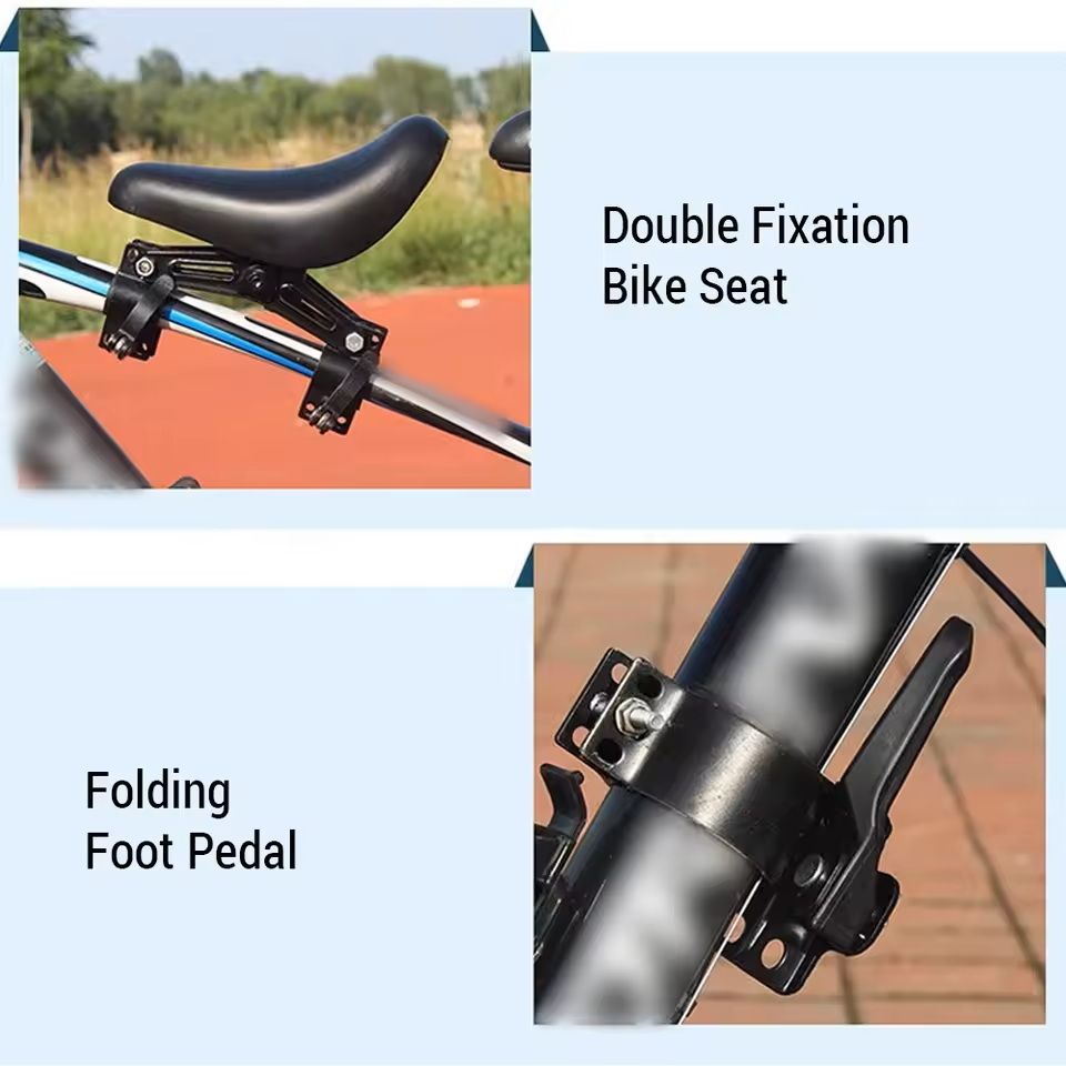 FrontMounted Kids Bike Seat With Handlebars And Foot Pedals 4