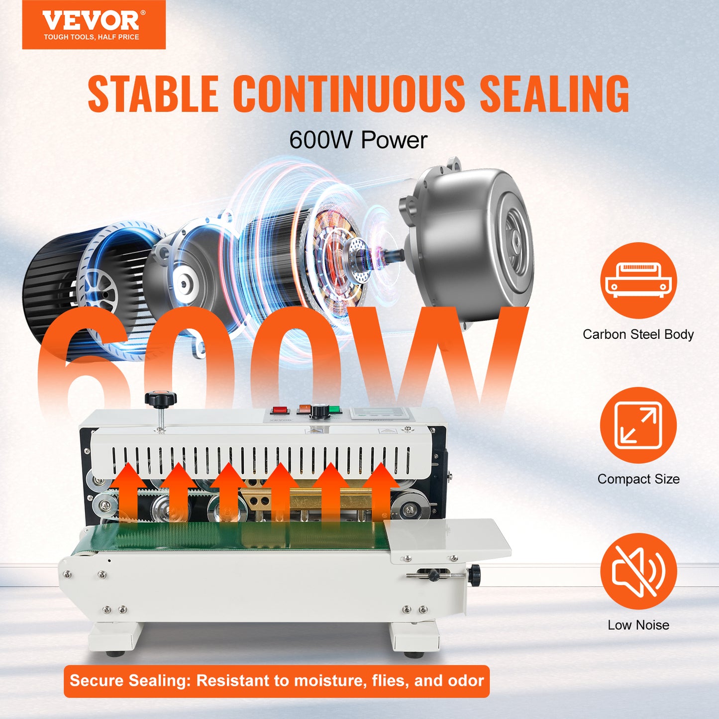 High-Speed Horizontal Bag Band Sealing Machine, Continuous Band Sealer Machine with Carbon Steel Construction
