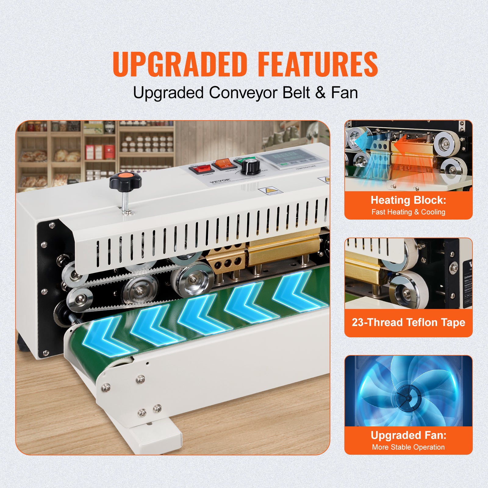 High-Speed Horizontal Bag Band Sealing Machine, Continuous Band Sealer Machine with Carbon Steel Construction