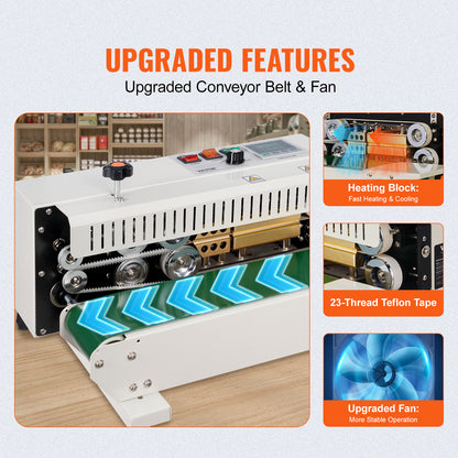 High-Speed Horizontal Bag Band Sealing Machine, Continuous Band Sealer Machine with Carbon Steel Construction