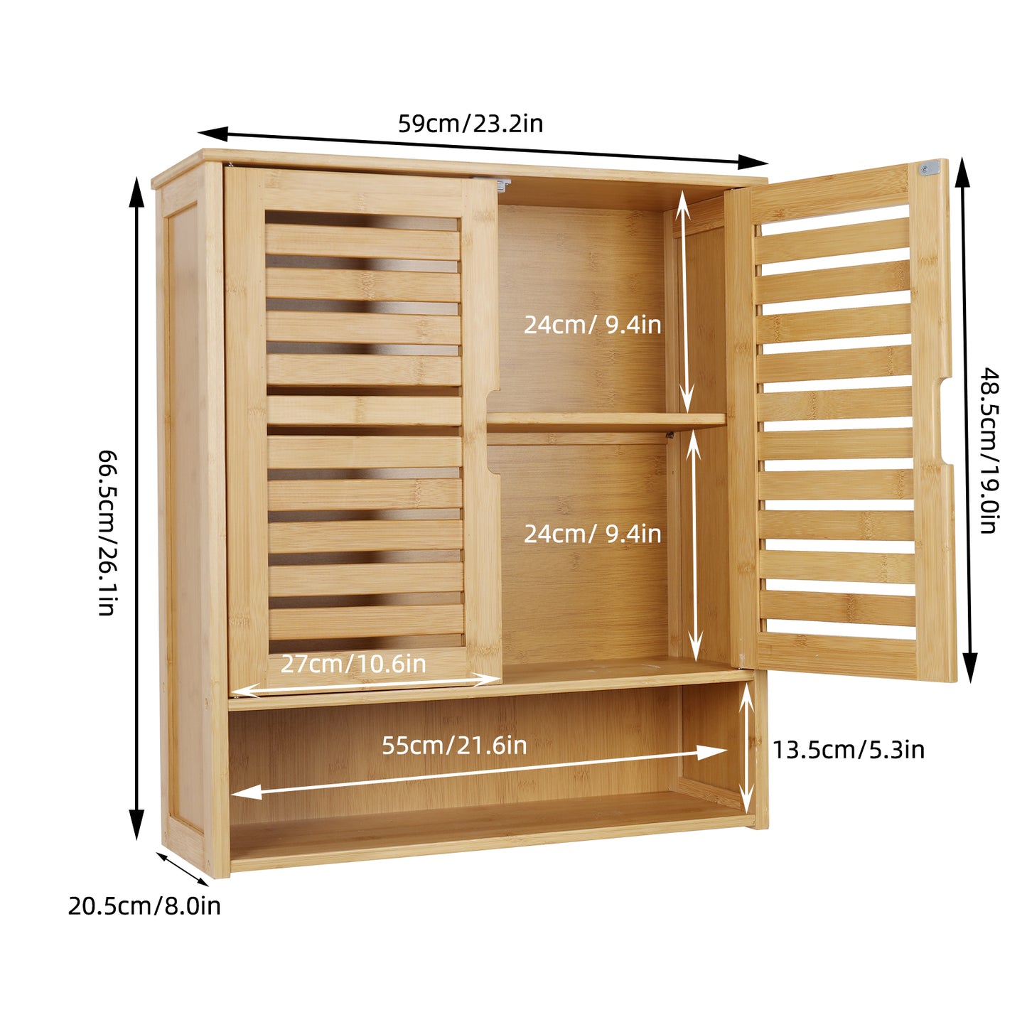 Wall Mounted Bathroom Cabinet Storage, Multifunctional Bamboo Medicine Cabinet Shelf for Eco-Friendly Home Organization