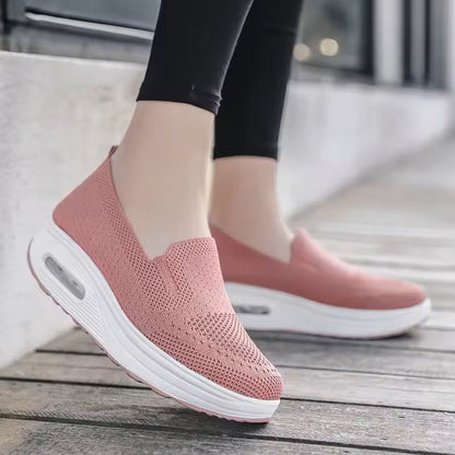Womens Mesh Platform Loafers with Height-Boosting Sole