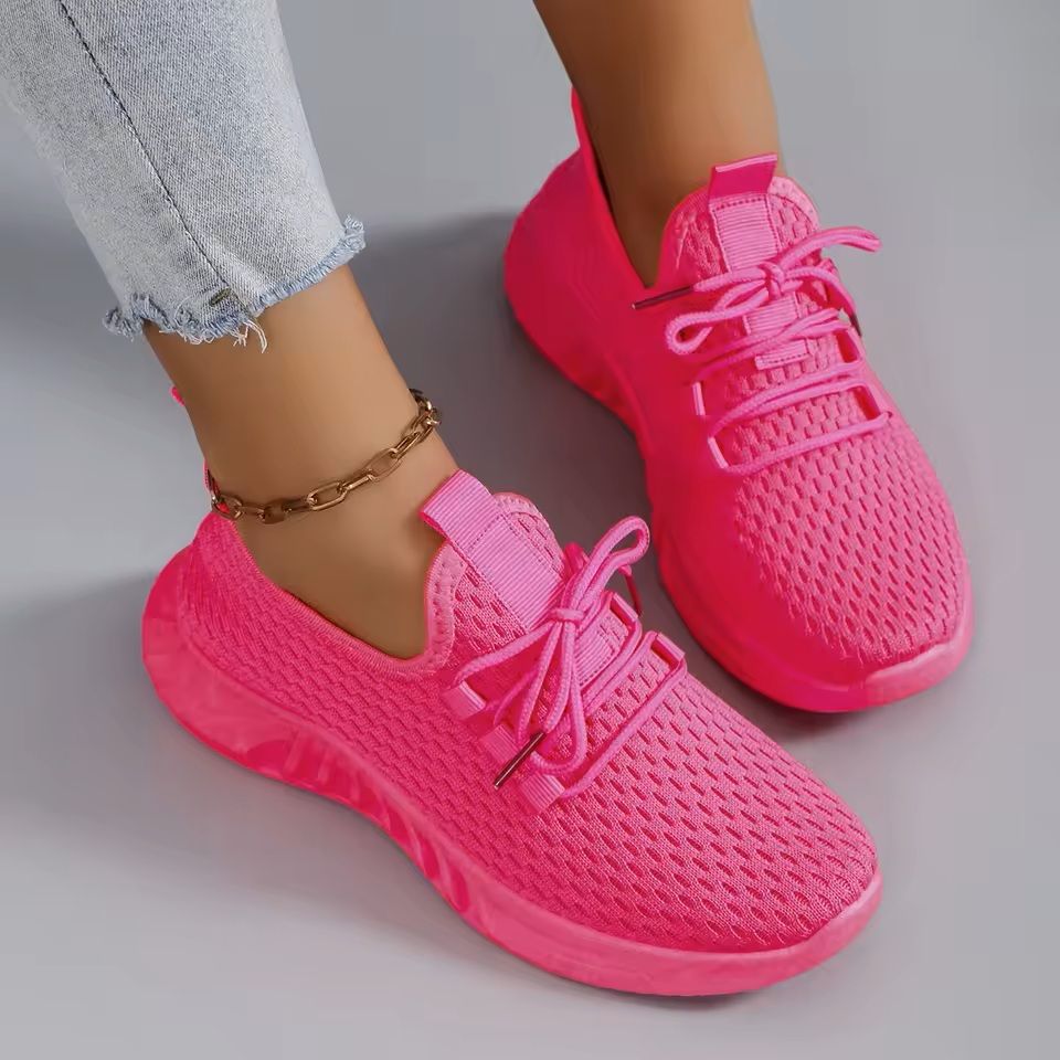 Womens Breathable Mesh Flat Shoes for Summer Walking and Casual Wear