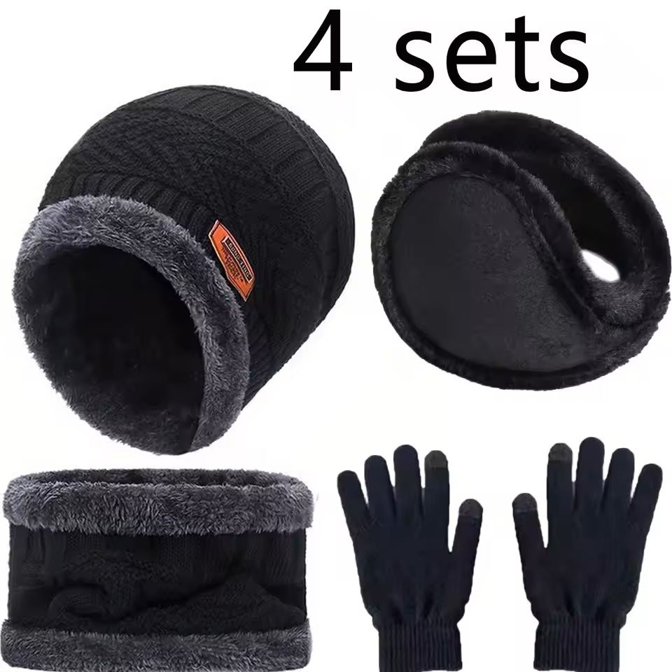 Winter Velvet Hat Scarf Glove Set for Cold Weather Outdoor Wear