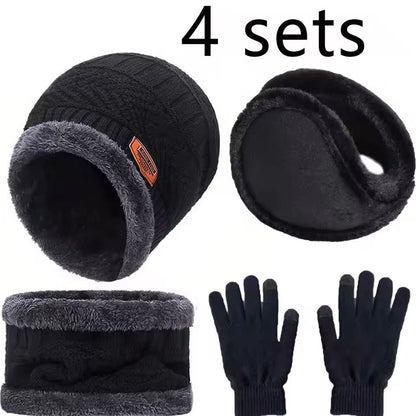 Winter Velvet Hat Scarf Glove Set for Cold Weather Outdoor Wear