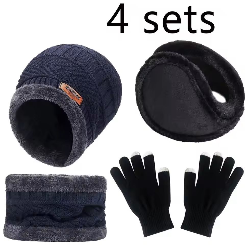 Winter Velvet Hat Scarf Glove Set For Cold Weather Outdoor Wear 8