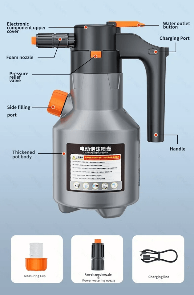 2L Electric Foam Sprayer For Car Wash With Motorized Snow Foam Cannon Function 6