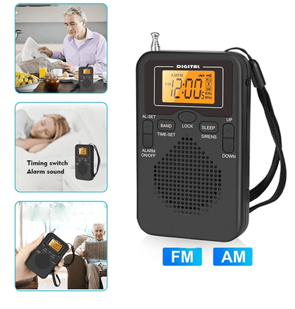 Portable AM FM Radio With LCD Alarm Clock And Earphone Jack 3