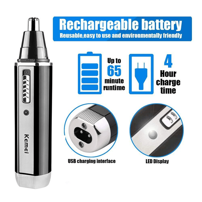 4 In 1 Rechargeable Nose And Beard Trimmer For Men With Ear And Eyebrow Attachments 3