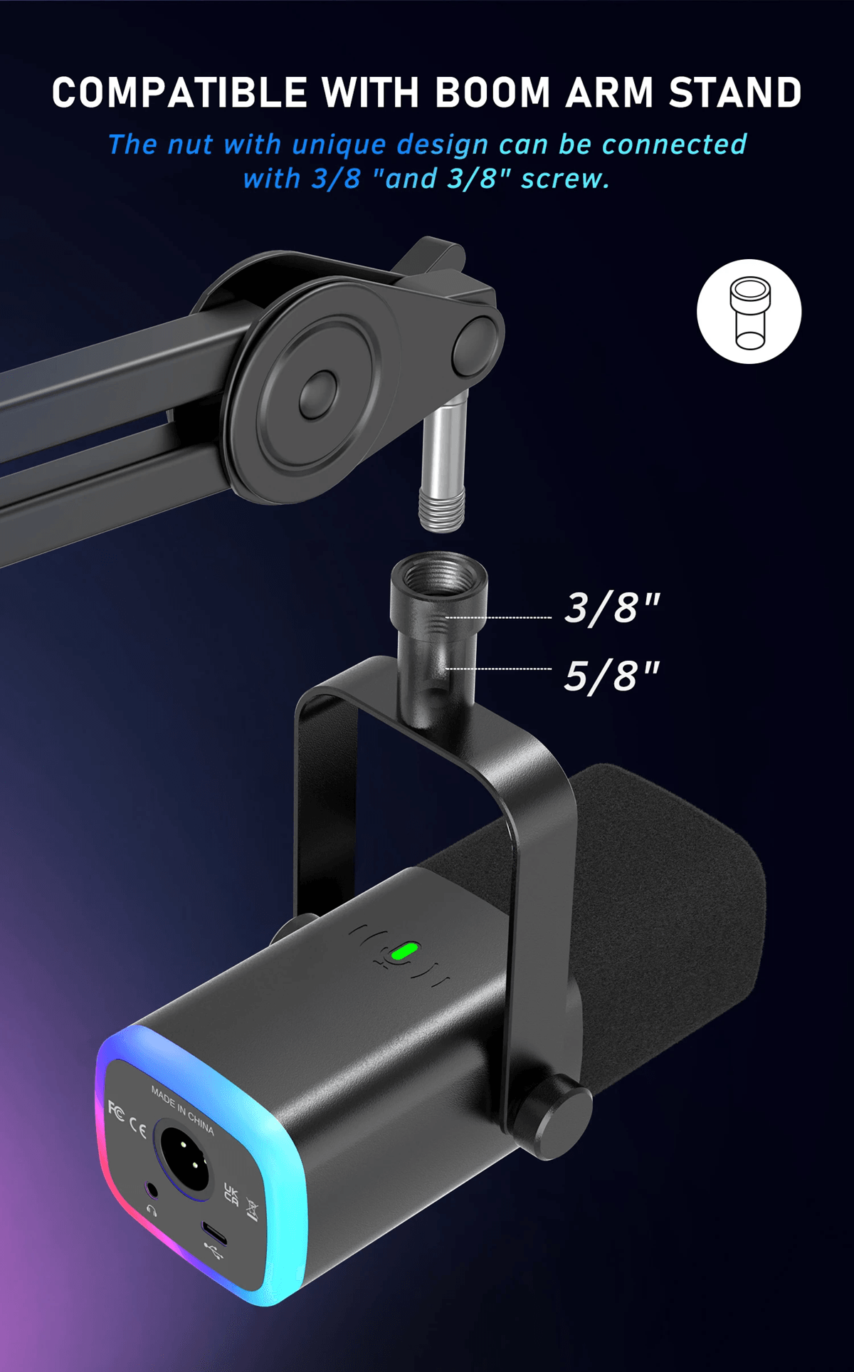 FIFINE USB XLR Dynamic Microphone With Touch Mute And Headphone Monitoring For PC And Gaming 6