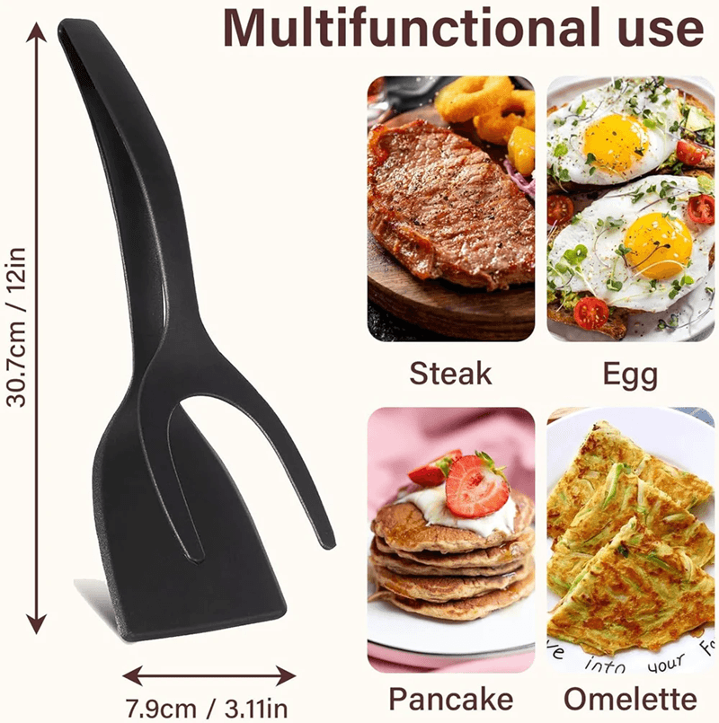 2 In 1 Flip Spatula Tongs For Eggs Pancakes And Non Stick Cooking 1