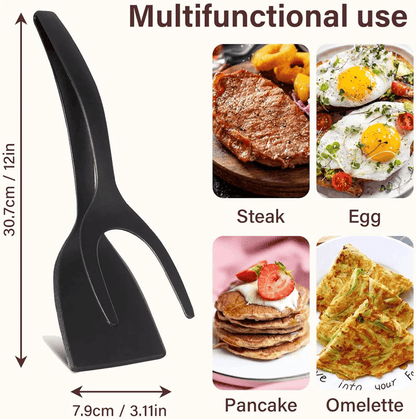2 In 1 Flip Spatula Tongs For Eggs Pancakes And Non Stick Cooking 1