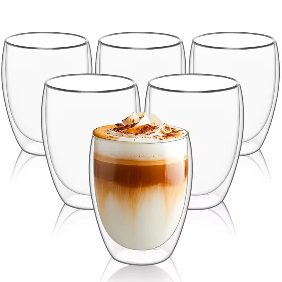 Double Wall Insulated Glass Cups 6 Piece Set