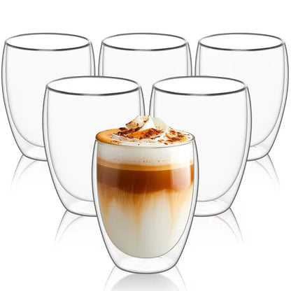 Double Wall Insulated Glass Cups 6 Piece Set