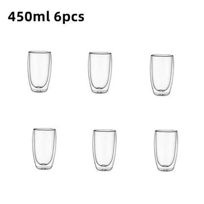 Double Wall Insulated Glass Cups 6 Piece Set 10