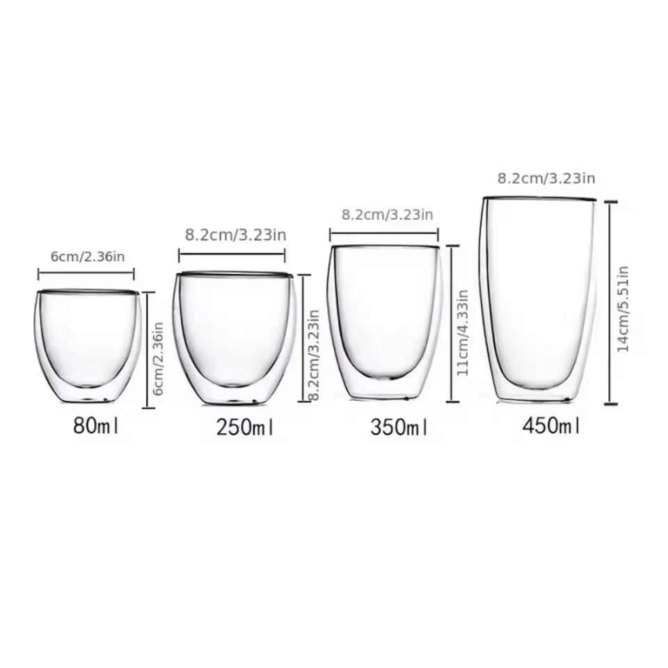 Double Wall Insulated Glass Cups 6 Piece Set 2