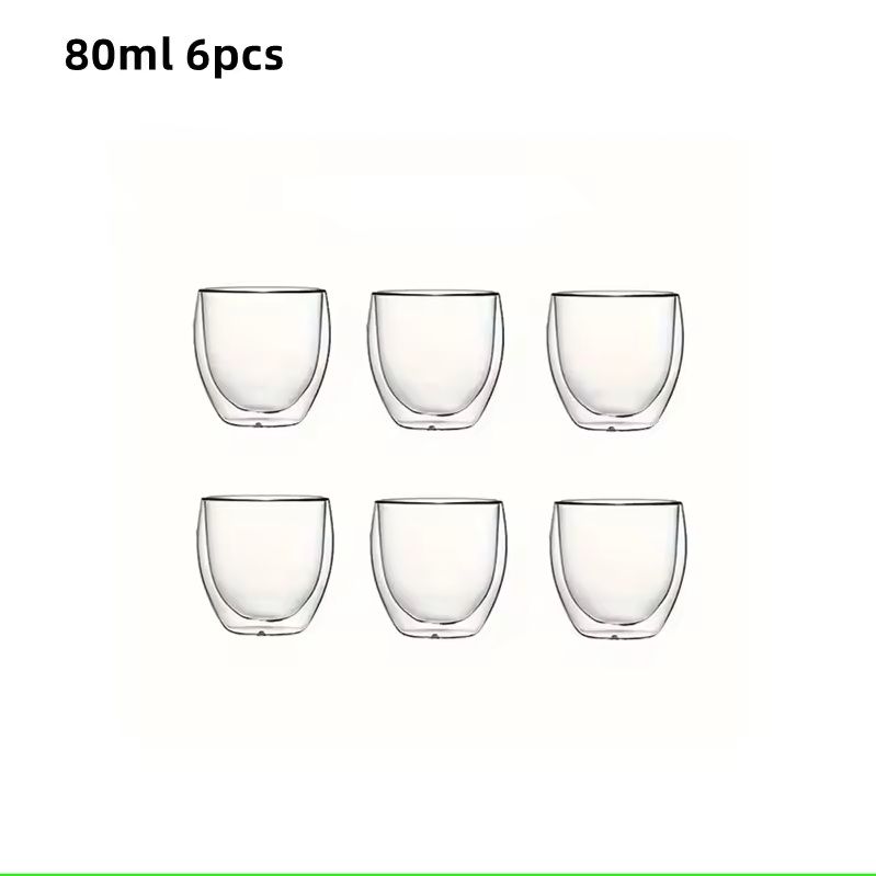 Double Wall Insulated Glass Cups 6 Piece Set 6