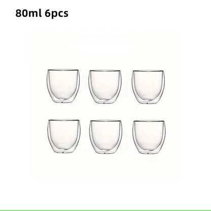 Double Wall Insulated Glass Cups 6 Piece Set 6