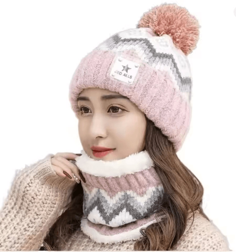 Plush Fleece Winter Hat And Scarf Set For Women  Windproof Thermal Beanie With Neck Warmer 4
