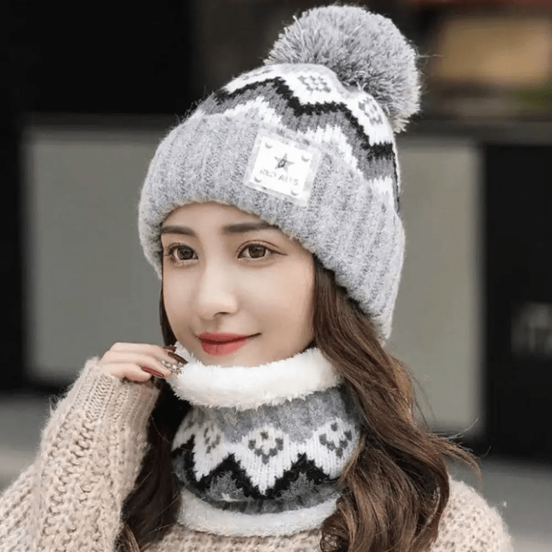 Plush Fleece Winter Hat And Scarf Set For Women  Windproof Thermal Beanie With Neck Warmer 2