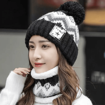Plush Fleece Winter Hat And Scarf Set For Women  Windproof Thermal Beanie With Neck Warmer 1