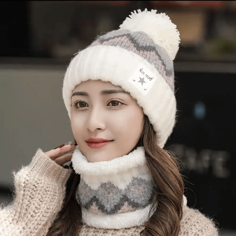 Plush Fleece Winter Hat And Scarf Set For Women  Windproof Thermal Beanie With Neck Warmer 3