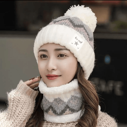 Plush Fleece Winter Hat And Scarf Set For Women  Windproof Thermal Beanie With Neck Warmer 3