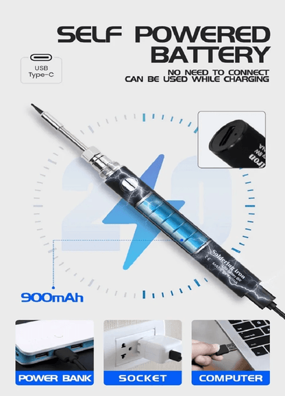 Rechargeable Cordless Soldering Iron Pen With Adjustable Temperature  USB Powered Kit 2