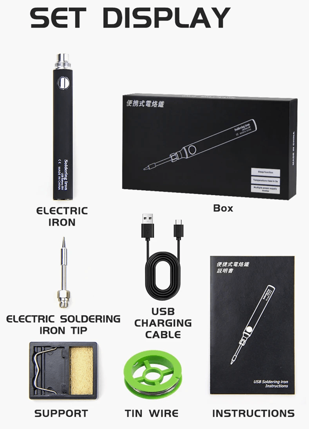 Rechargeable Cordless Soldering Iron Pen With Adjustable Temperature  USB Powered Kit 4