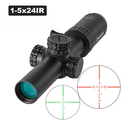 1-5x24 Tactical Rifle Scope with Red and Green Illuminated Reticle