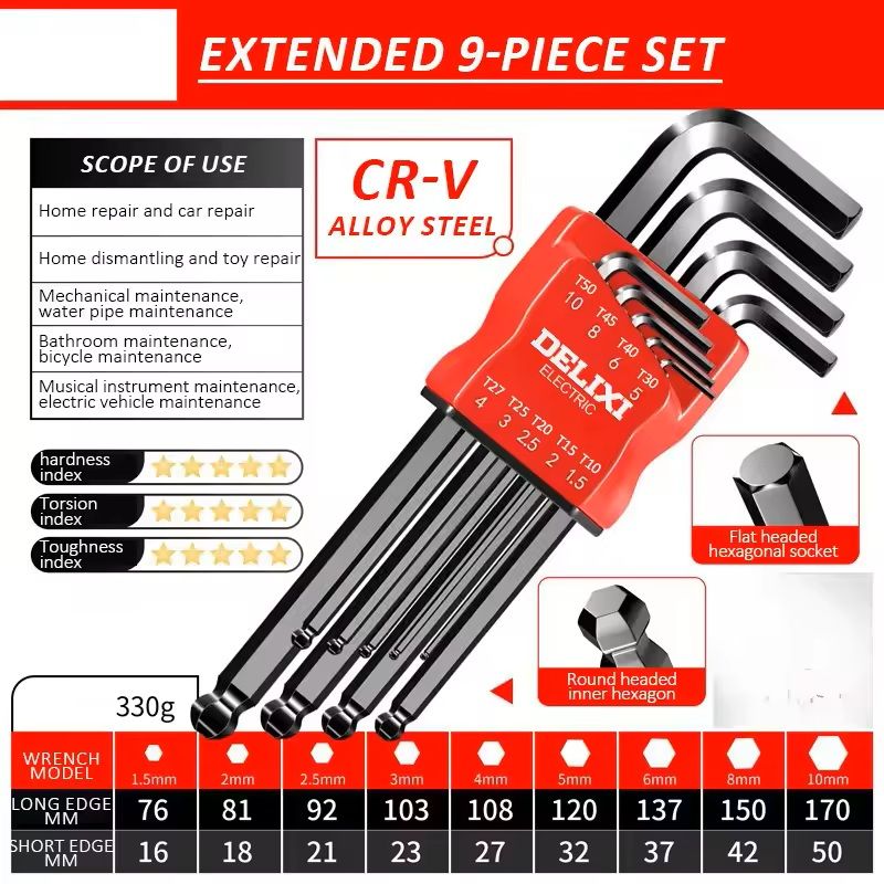 Hex Key Wrench Set With Torque Sleeve For Motorcycles And Bicycles 7