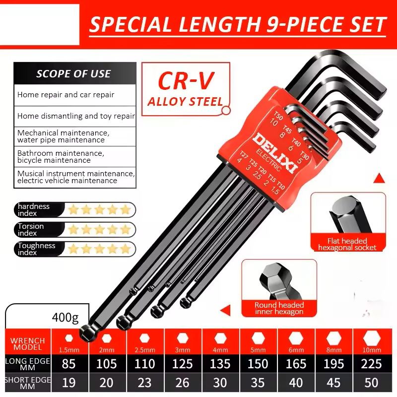 Hex Key Wrench Set With Torque Sleeve For Motorcycles And Bicycles 8