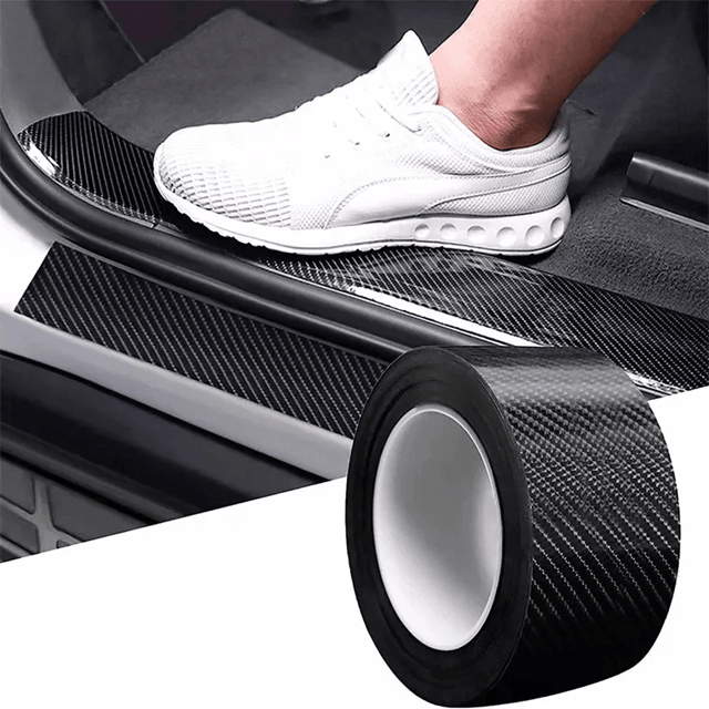 3D Carbon Fiber Car Door Sill Protector Tape  AntiScratch Waterproof Bumper Guard Film 1