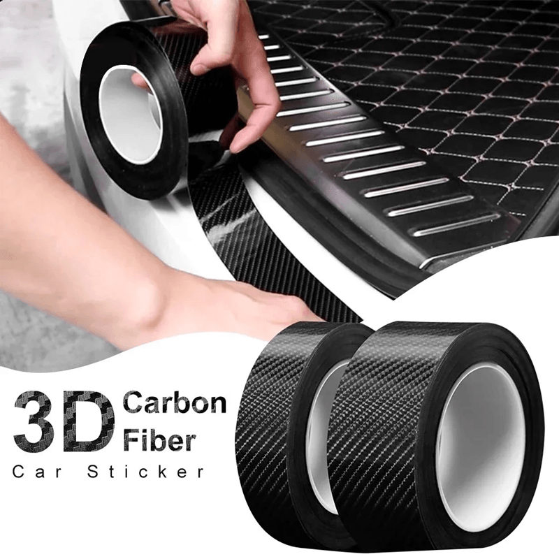 3D Carbon Fiber Car Door Sill Protector Tape  AntiScratch Waterproof Bumper Guard Film 2