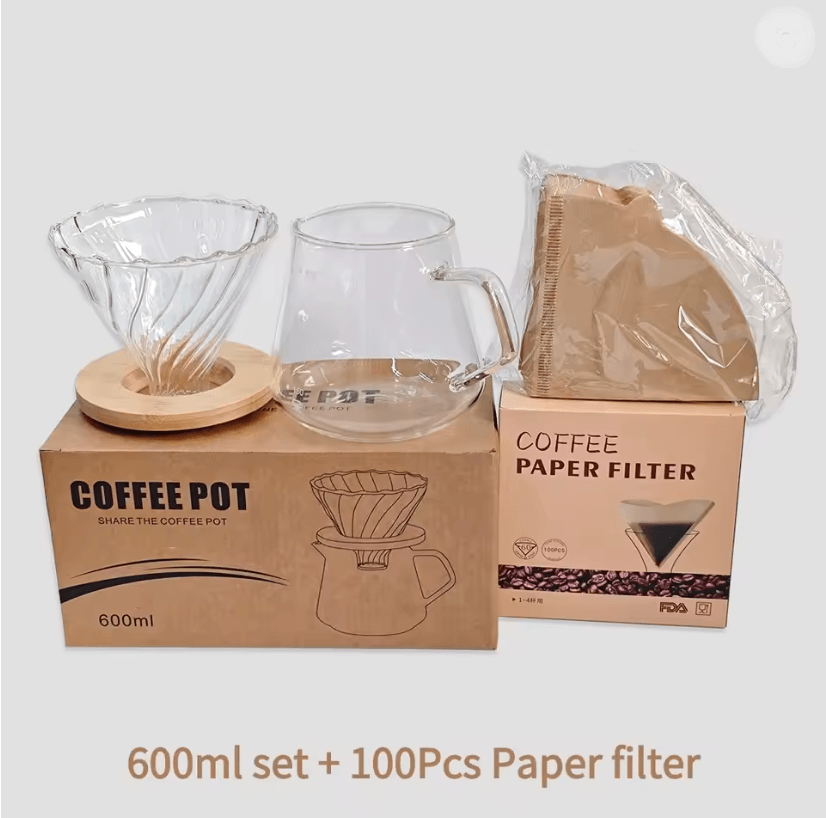 600ml Pour Over Coffee Maker Set  Glass Carafe And Reusable Filter For Home And Office Brewing 8