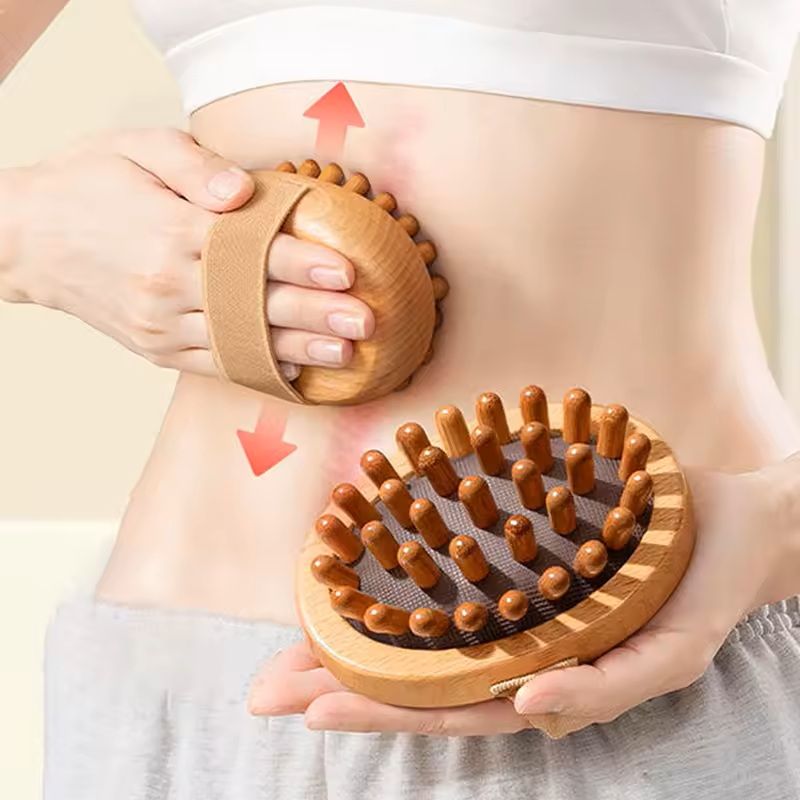 Wooden Body Massage and Scalp Brush for Cellulite and Relaxation