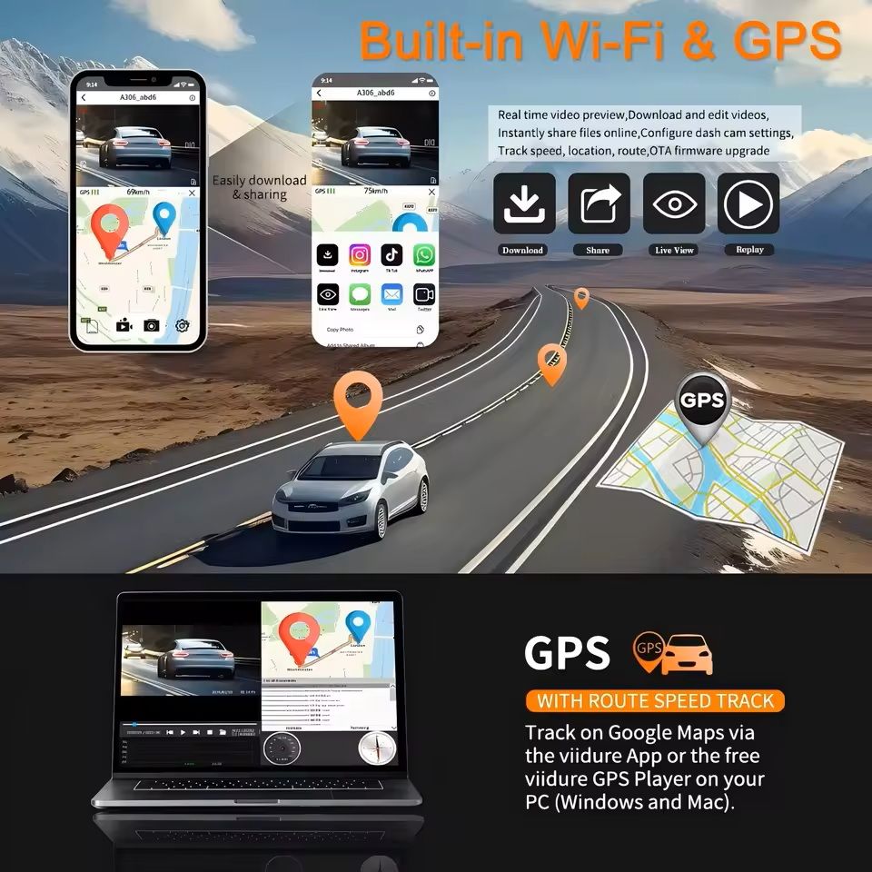 4CH GPS Dashcam Car Camera With WiFi And Night Vision 1